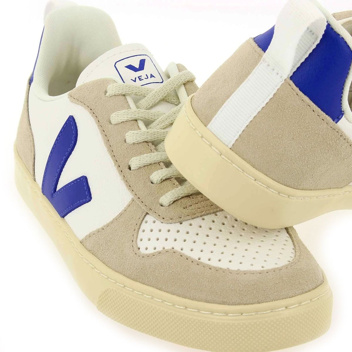 Veja  V10 LACES - Blanc Bleu