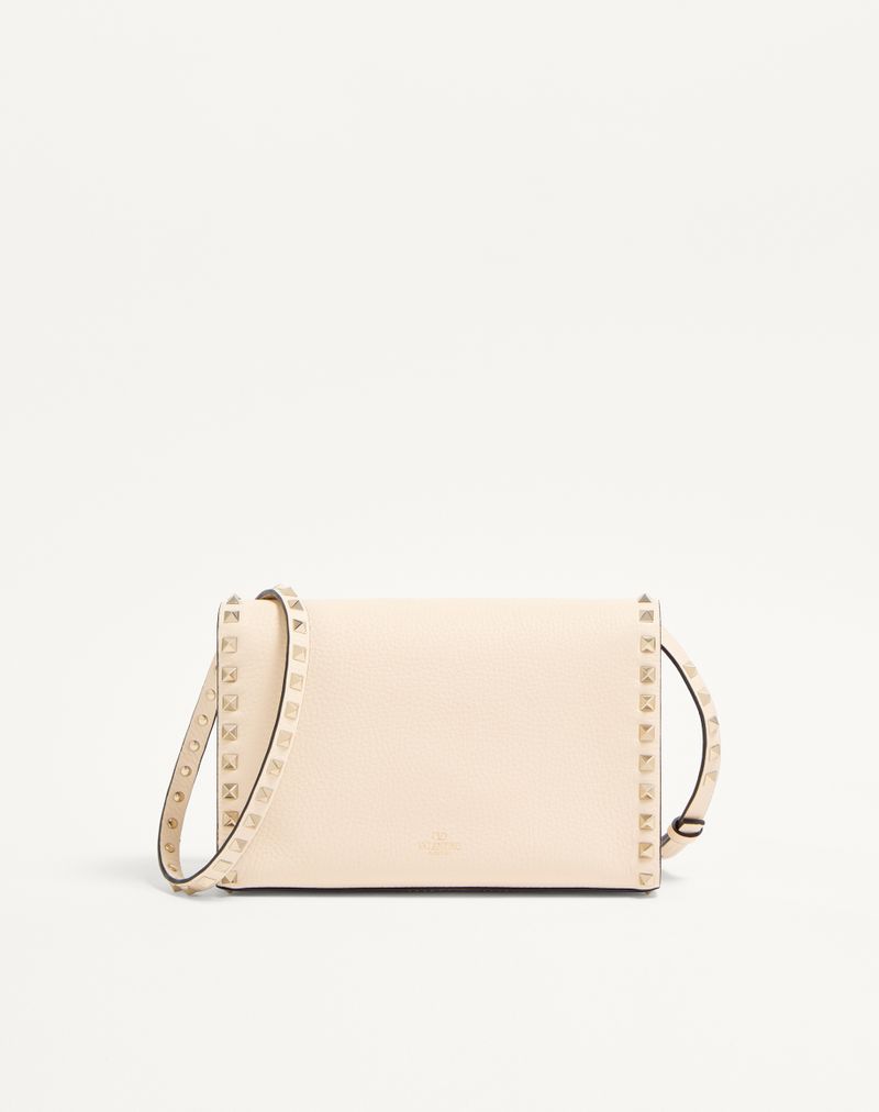 Rockstud lille skuldertaske i kornet kalveskind