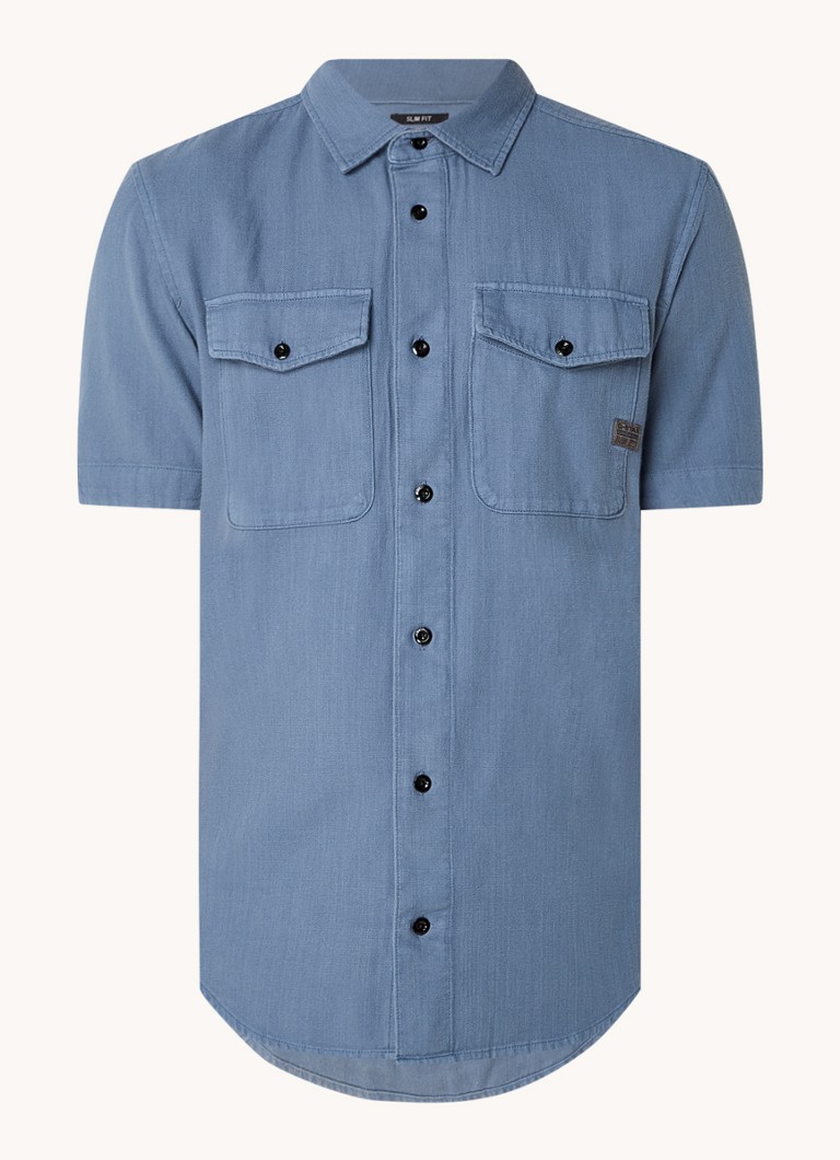 G-Star RAW mornarsko plava slim fit košulja s džepovima na prsima