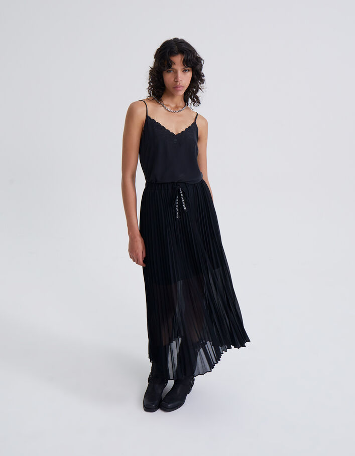 Caraco en soie coloris noir broderie tête de mort femme