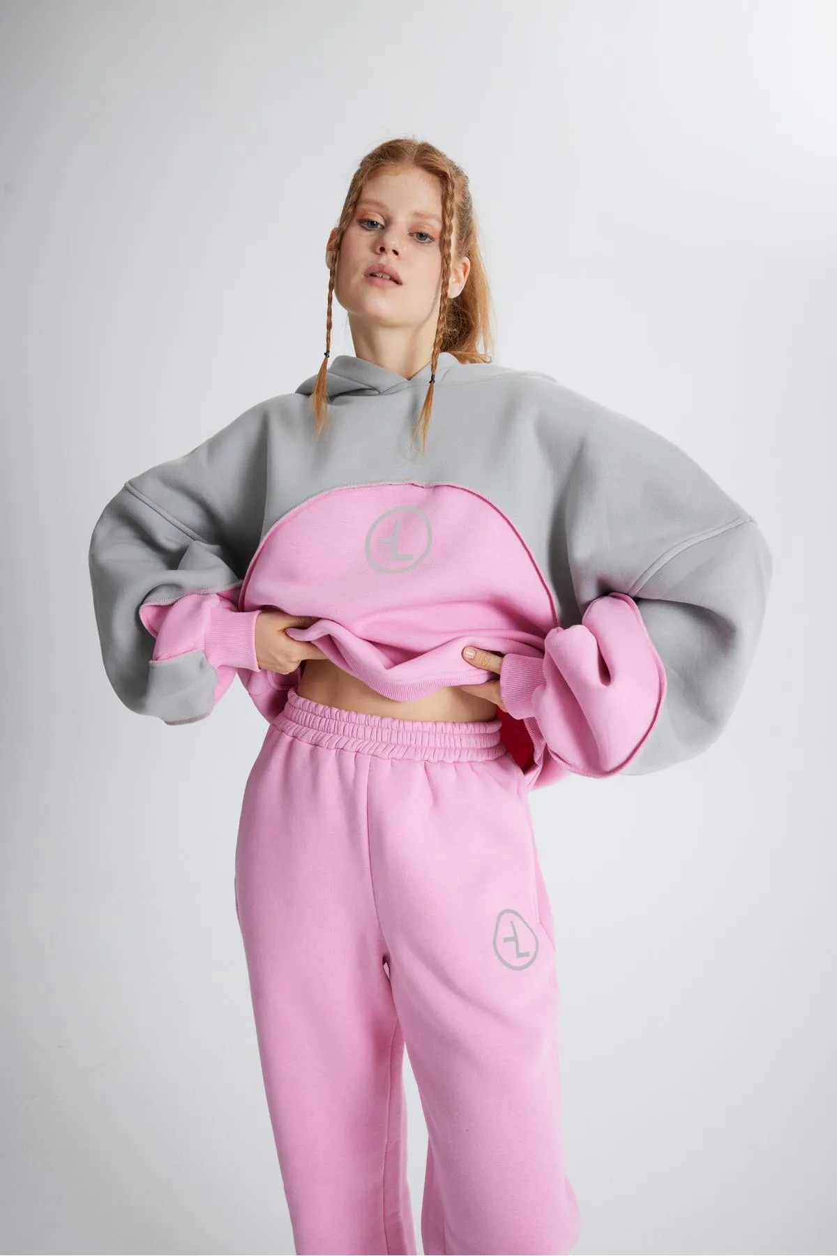 HOLLY LOLLY  Erhöhte 3-Faden-Stoff-Revenge-Jogginghose in Rosa