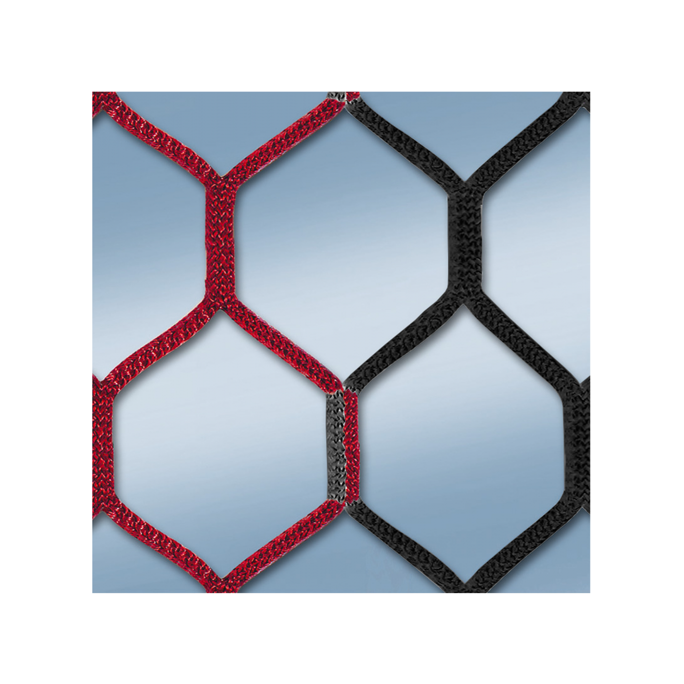 Cawila Tornetz HEXA 7,50x2,50m | Tiefe 2,0x2,0m | Maschenweite 12cm | Stärke 4mm | rot/schwarz