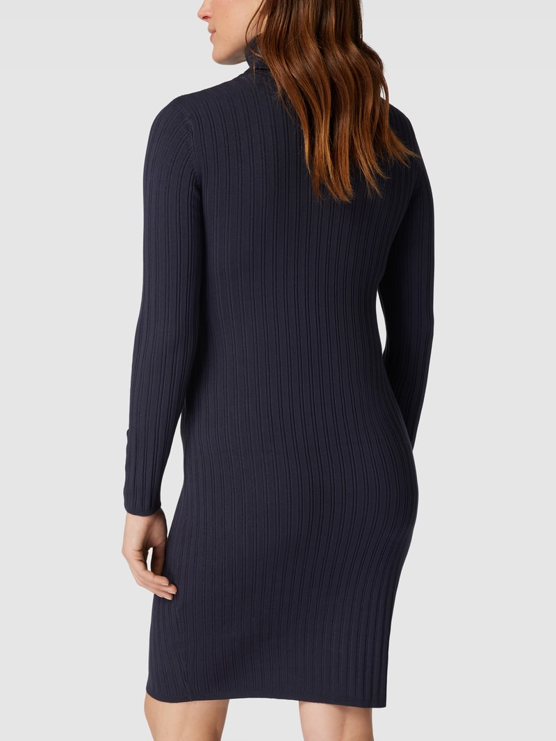Knielanges Umstands-Kleid mit Rollkragen Modell 'SADIE' in marineblau