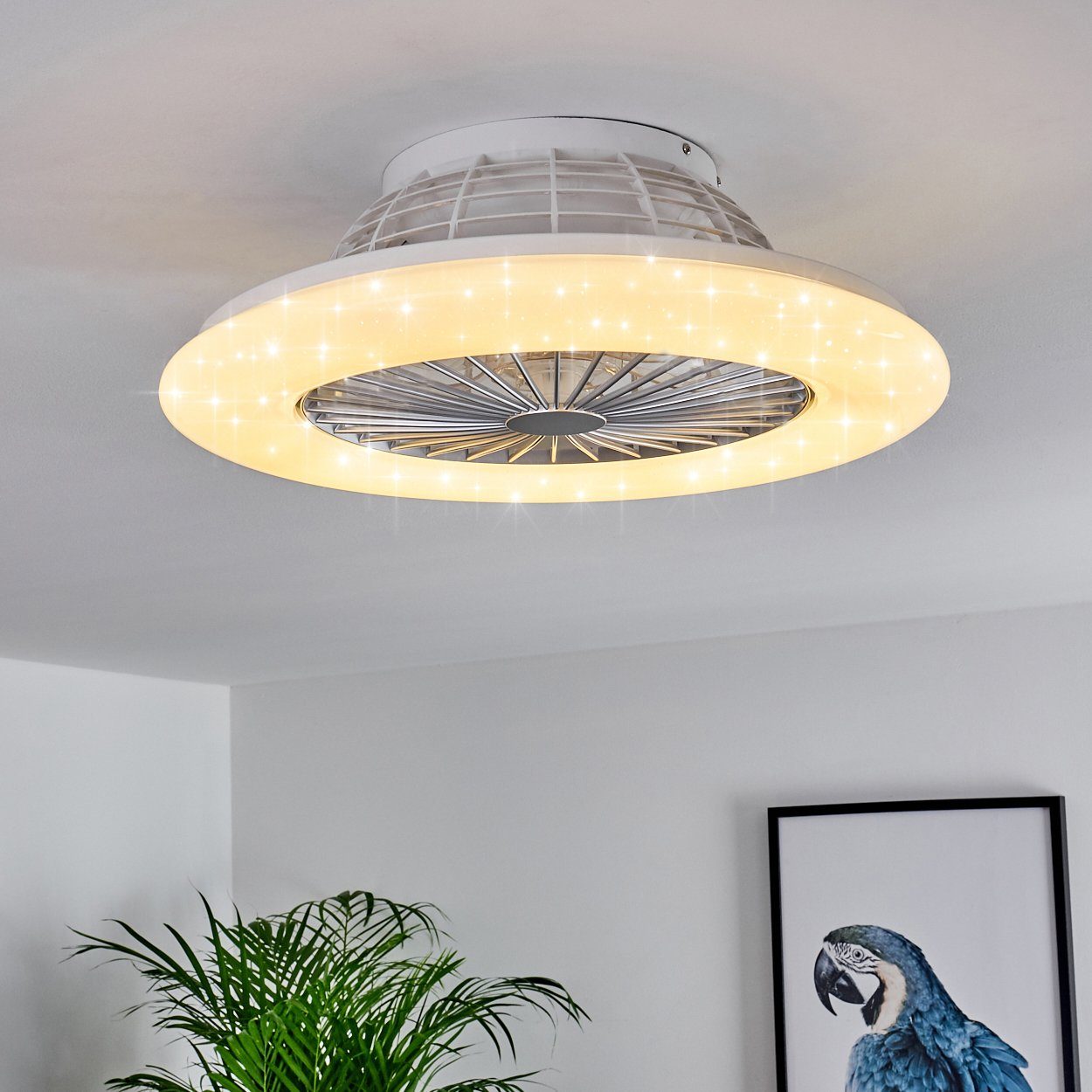 hofstein Deckenventilator Concas LED Deckenventilator, Kunststoff, Titanfarben/Weiß