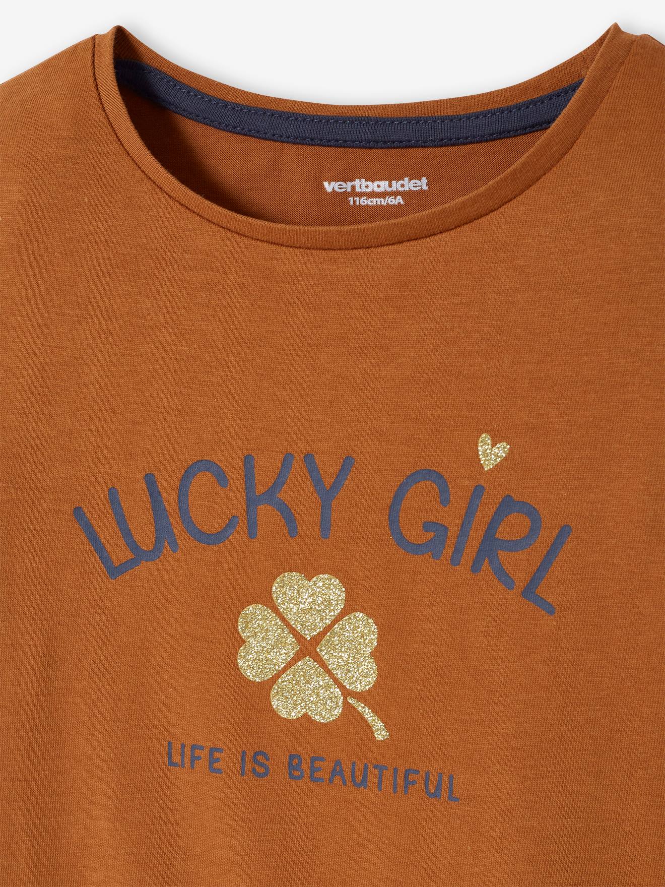 Tee-shirt à message Basics fille bronze