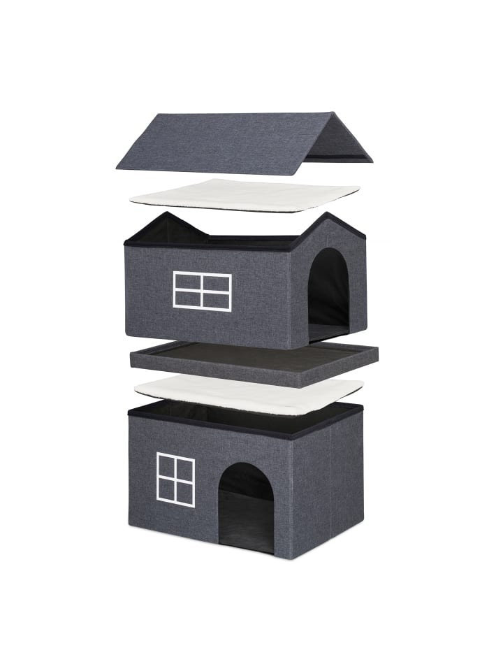 relaxdays Katzenhaus in Dunkelgrau günstig kaufen onesize