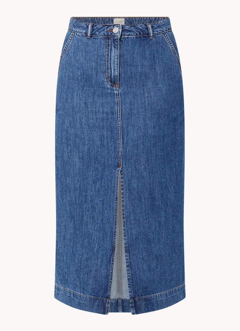 Fustă midi Denver din denim French Connection cu crăpătură