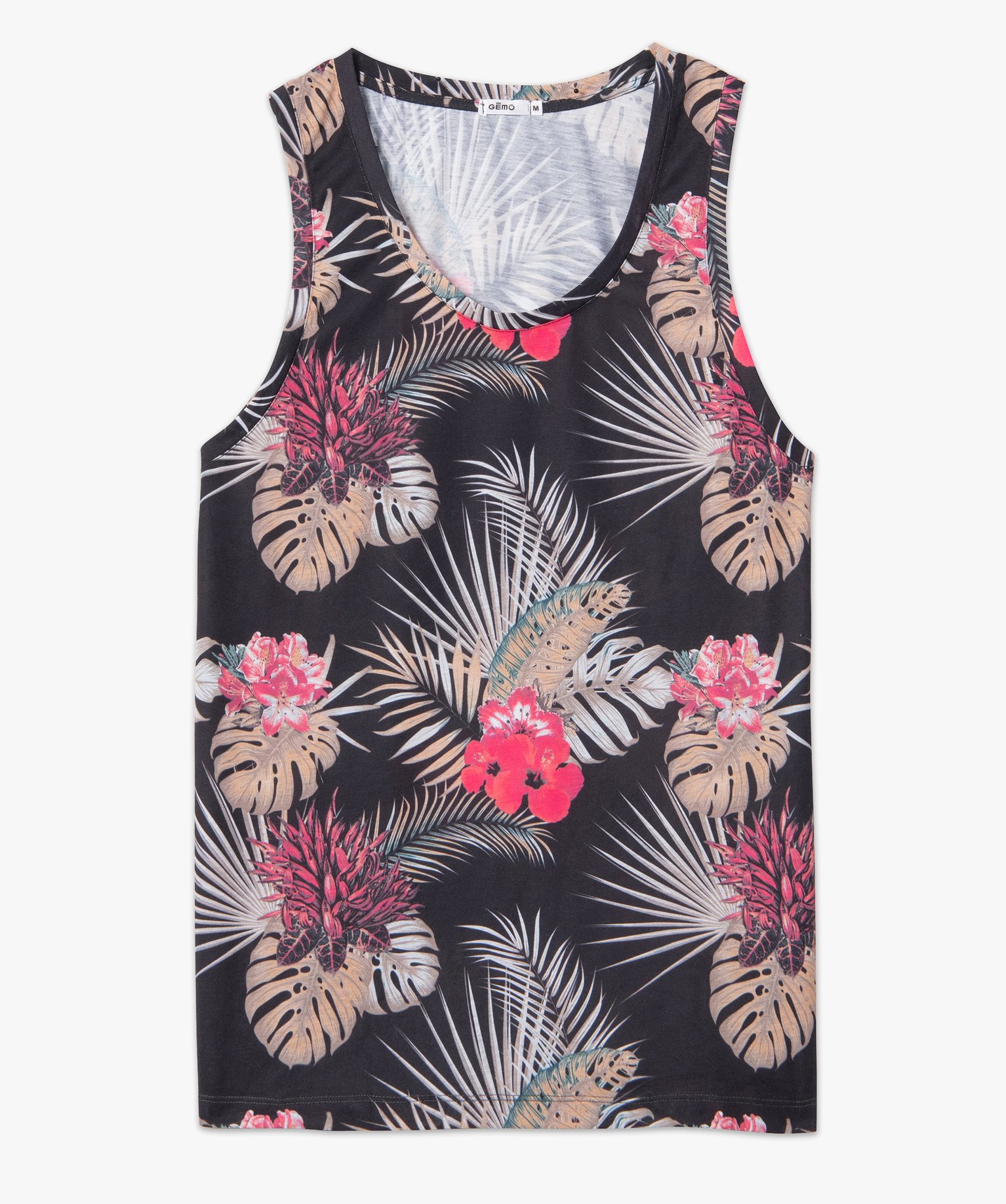 Débardeur homme à motifs fleuris noir | GEMO
