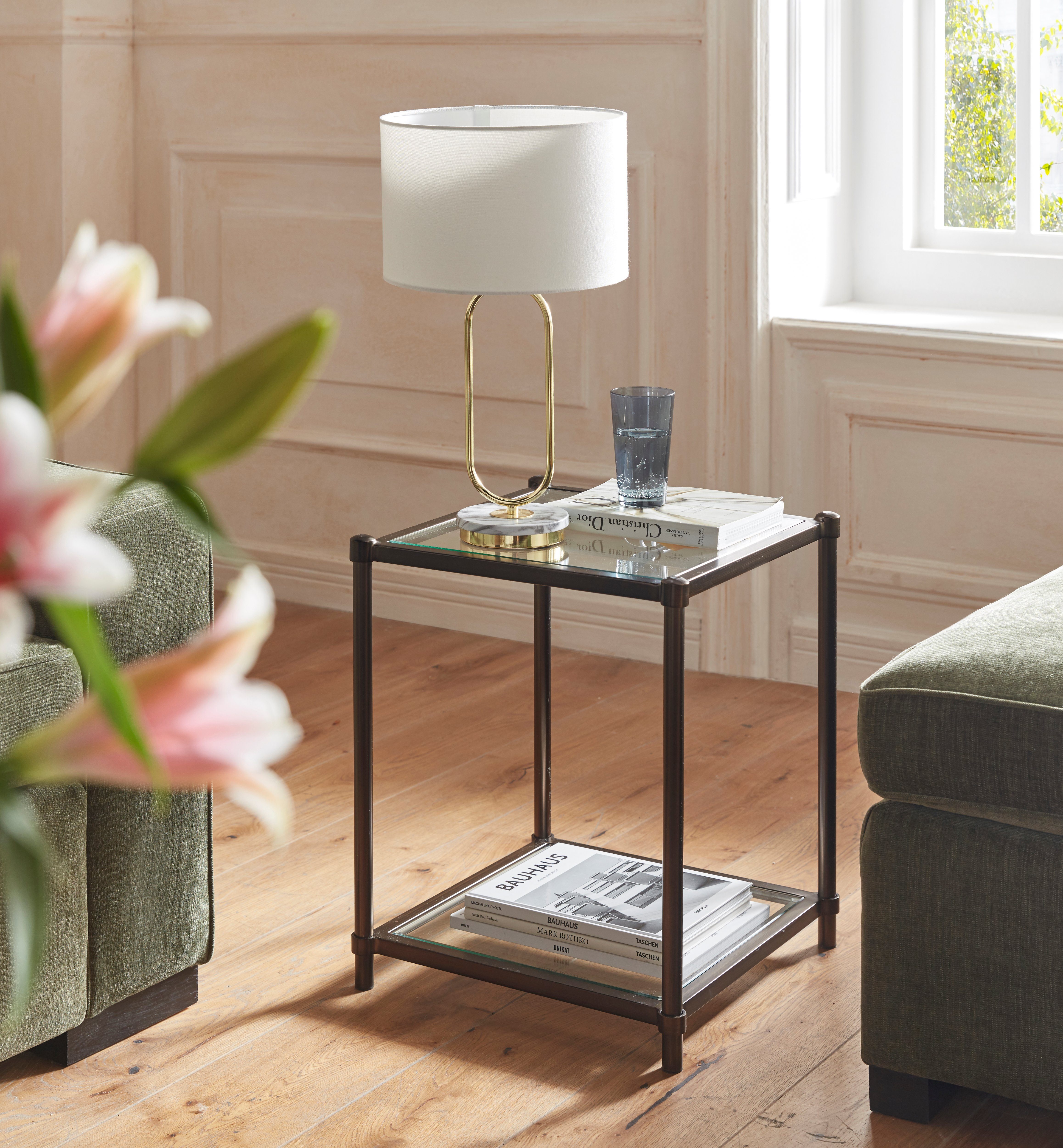 GMK Collection Couchtisch Lieke, 0,6cm starke Glastischplatte, Tischbeine aus Metall, Mit 1 Ablageboden