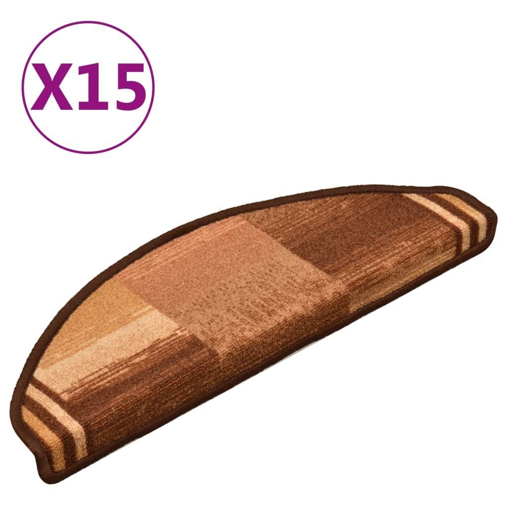 Stufenmatte Treppenmatten Selbstklebend 15 Stk Braun 65x21x4 cm, vidaXL, Höhe: 4 mm