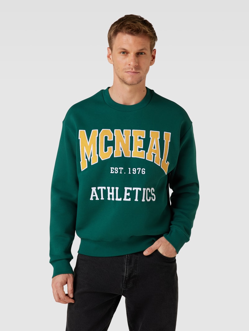 Sweatshirt mit Label-Print in dunkelgrün