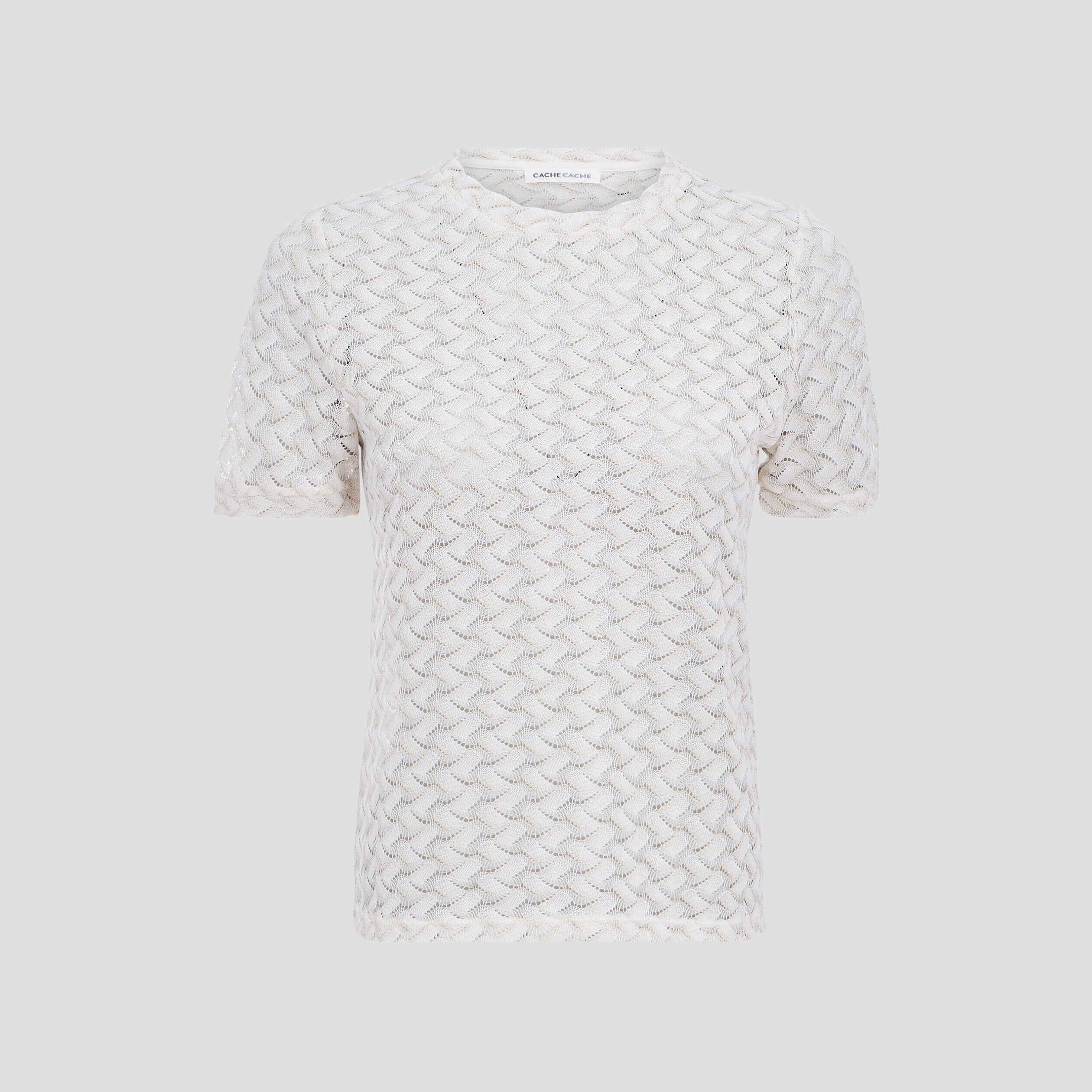 T-shirt avec manches courtes ecru femme | Cache Cache