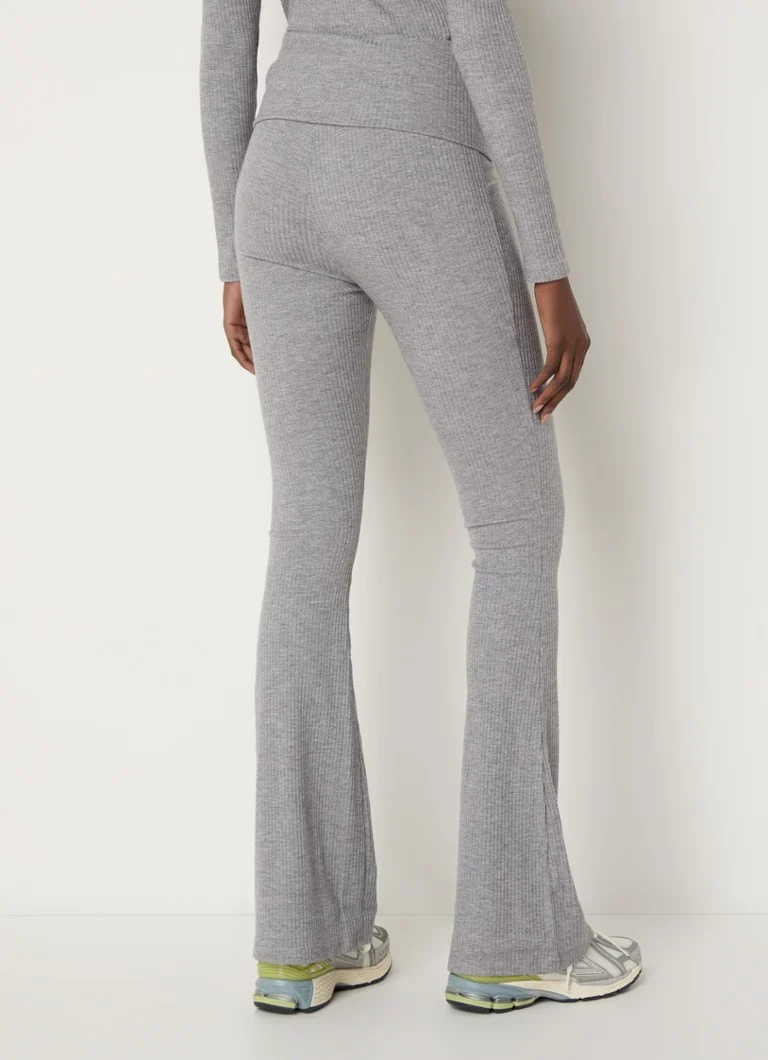 Refined Department Luke high waist rib knitted flared fit leggings with lurex