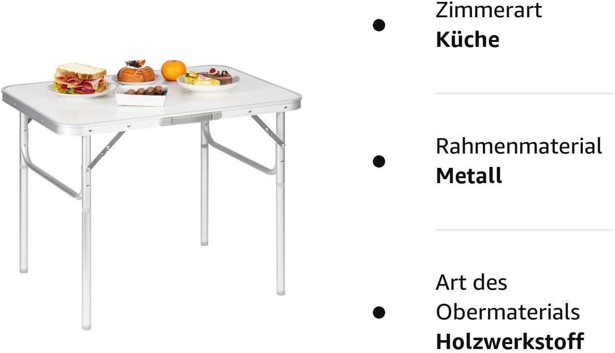 Woltu Campingtisch, Gartentisch tragbar, Reisetisch klappbar, aus Alu, MDF