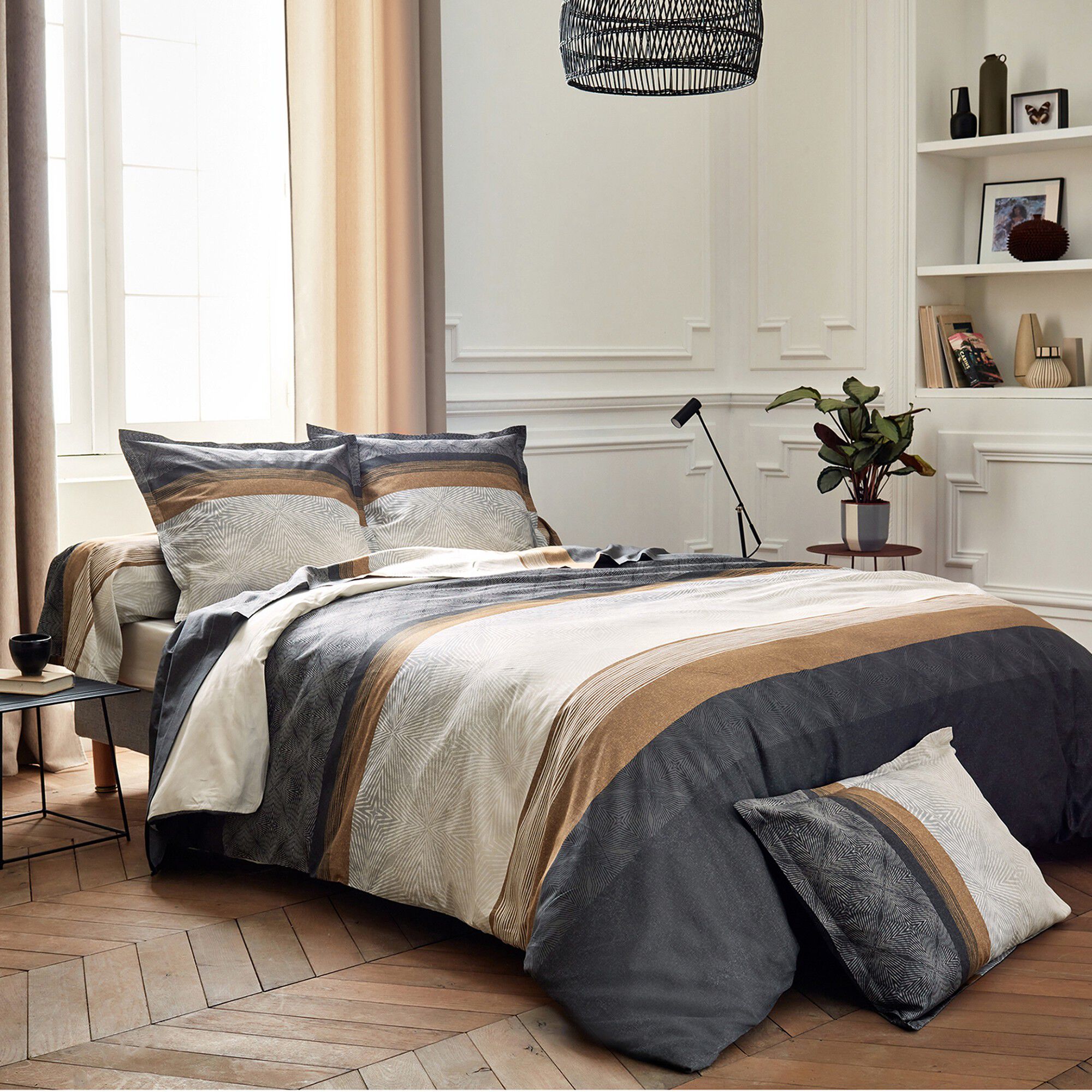Linge de lit Tiago satin de coton imprimé