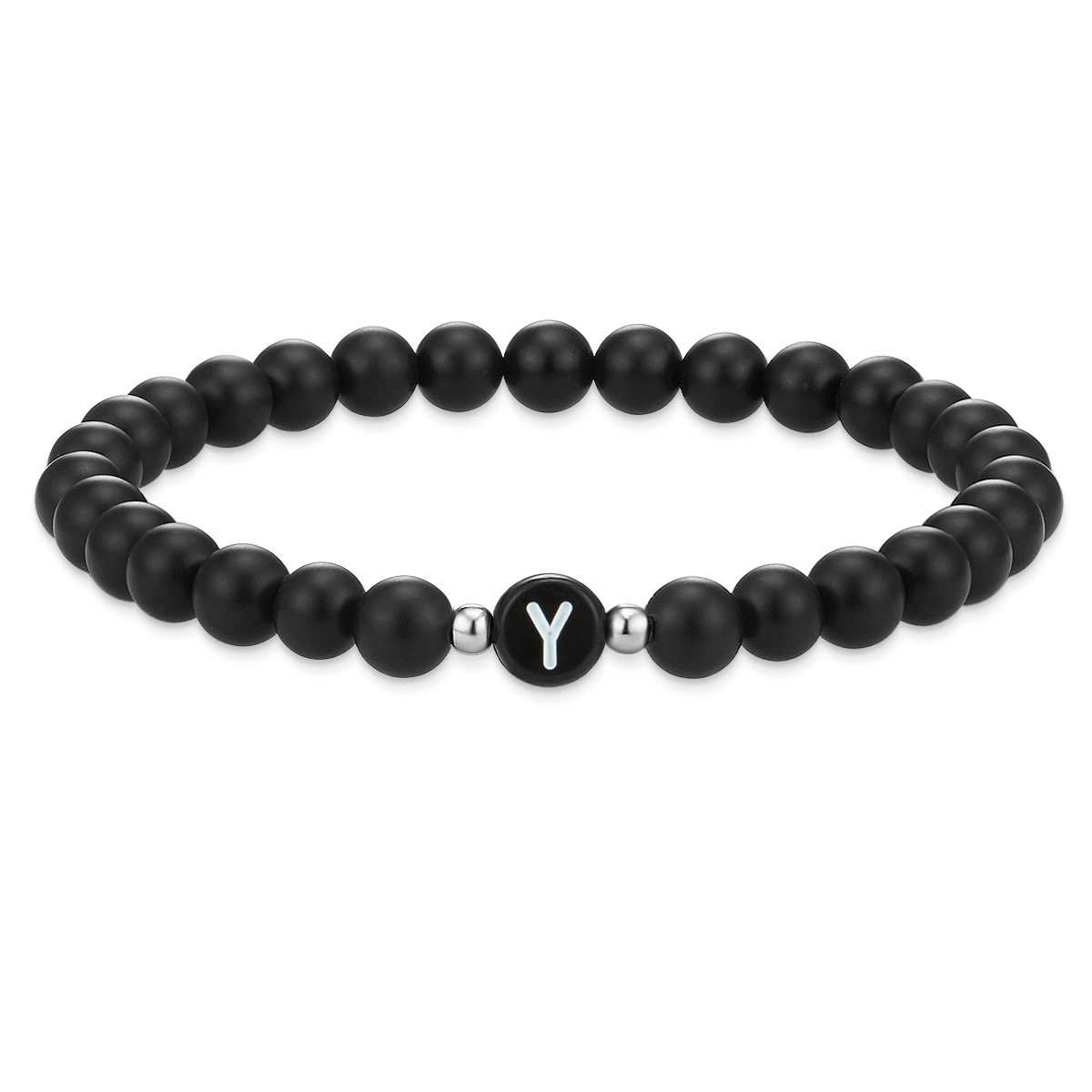 Armband Buchstaben Achat in Schwarz
