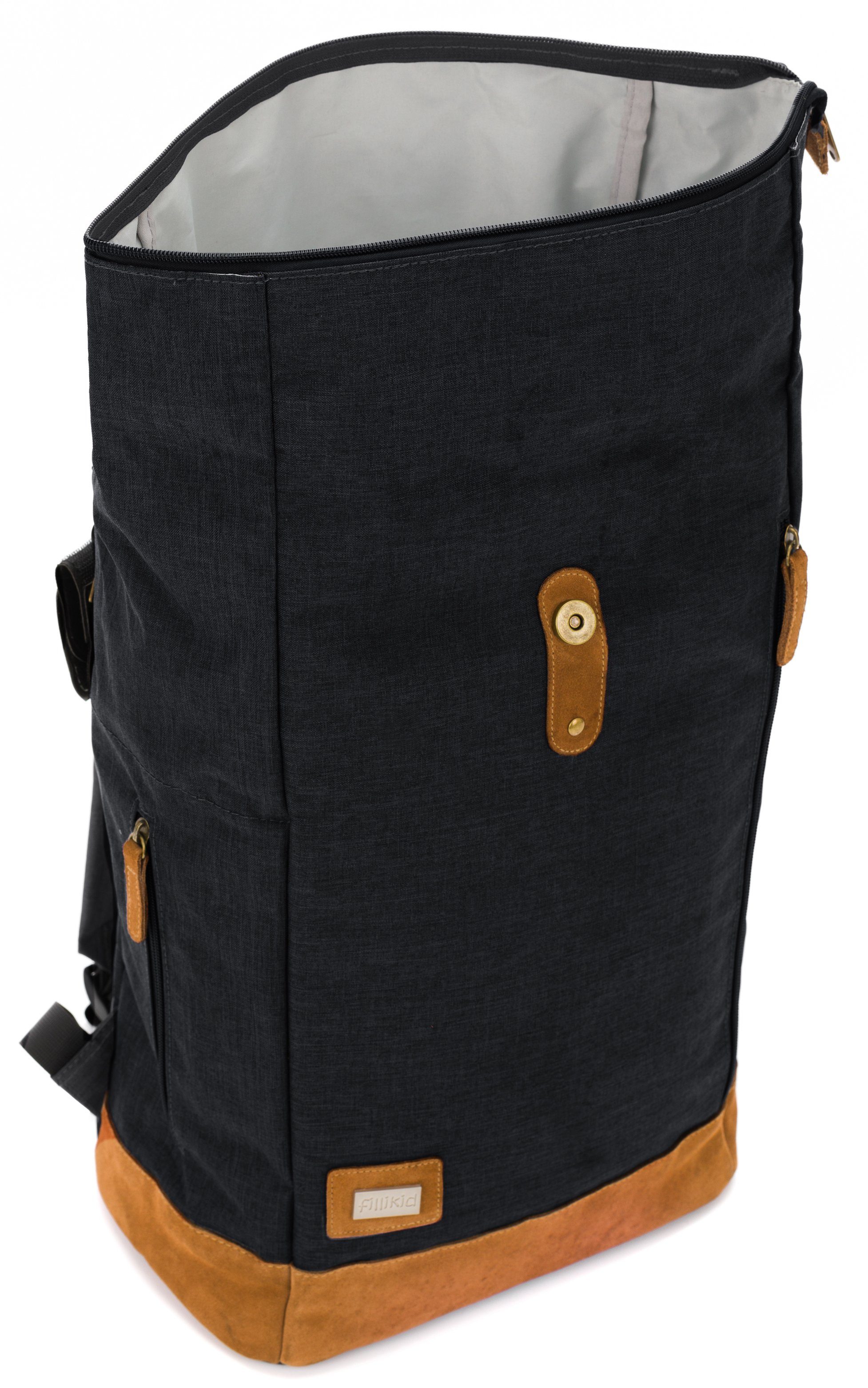 Fillikid Wickelrucksack Berlin, schwarz melange, inkl. Wickelauflage