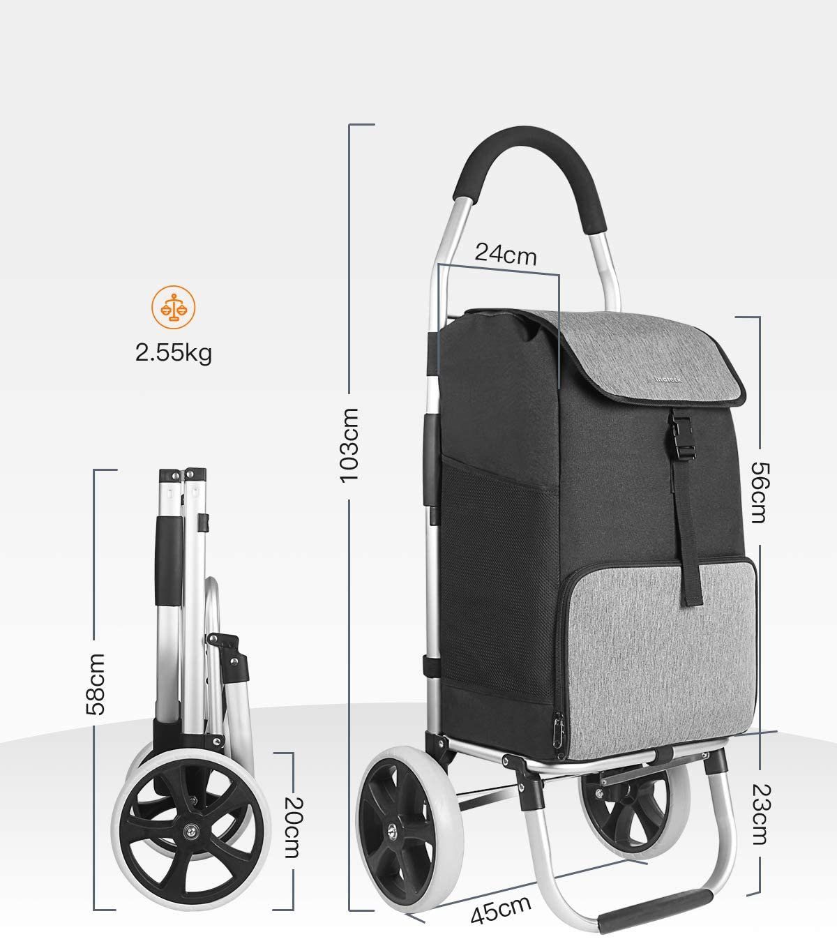 Inateck Einkaufstrolley Handwagen, Faltbar, Tragkraft 45 kg, 41 l