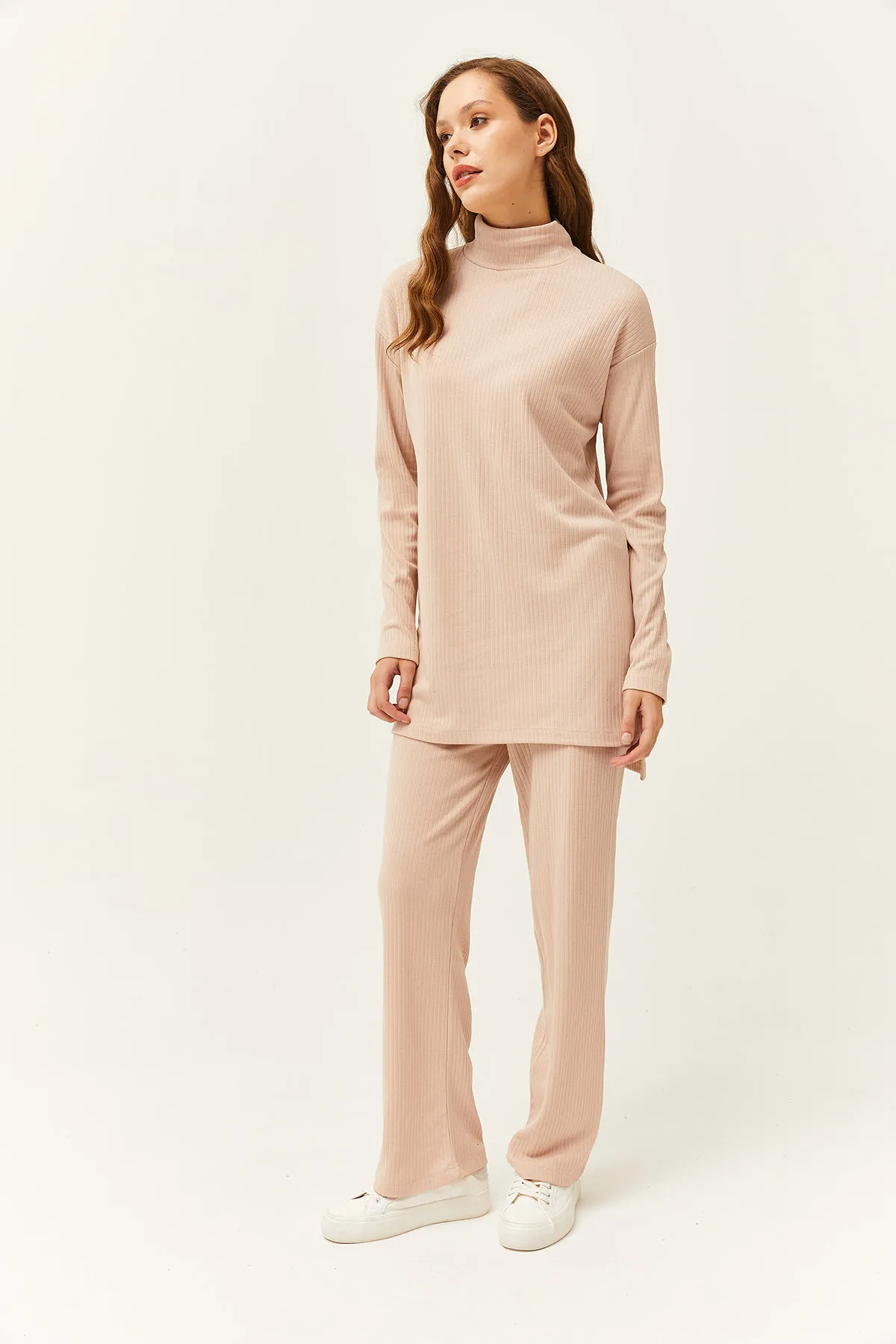 Olalook  Damen Stein vorne kurz hinten lang Tunika Unteres Top Set TKM-19000236
