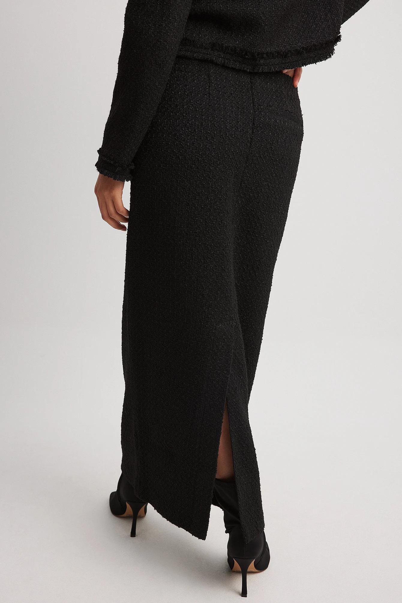 Tweed-Maxirock mit Taschendetail