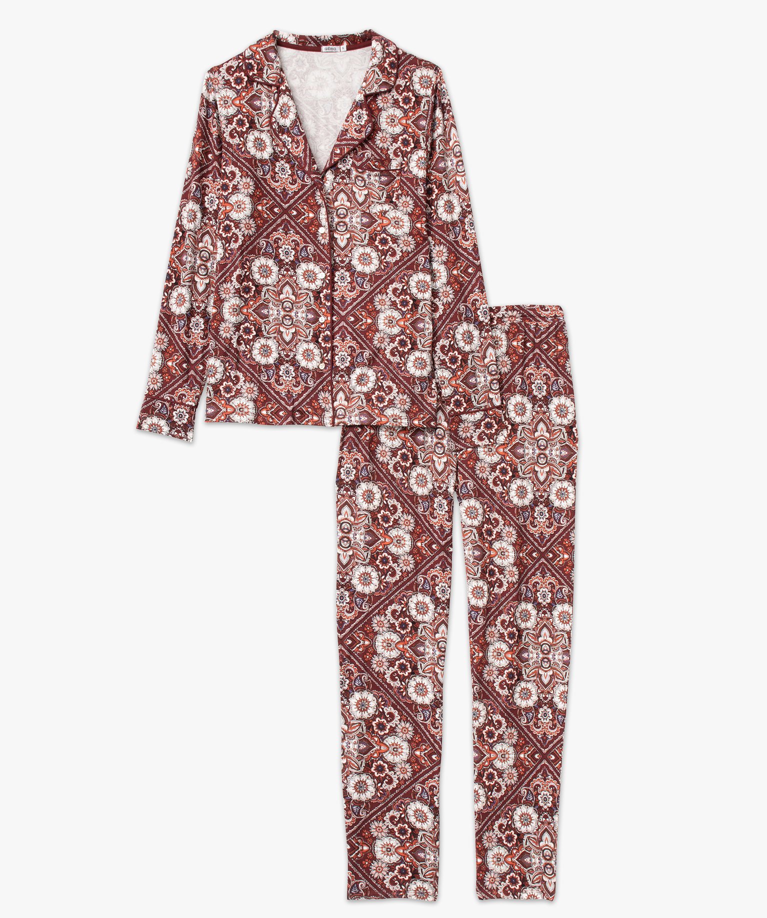 Pyjama deux pièces : chemise et pantalon femme imprime | GEMO
