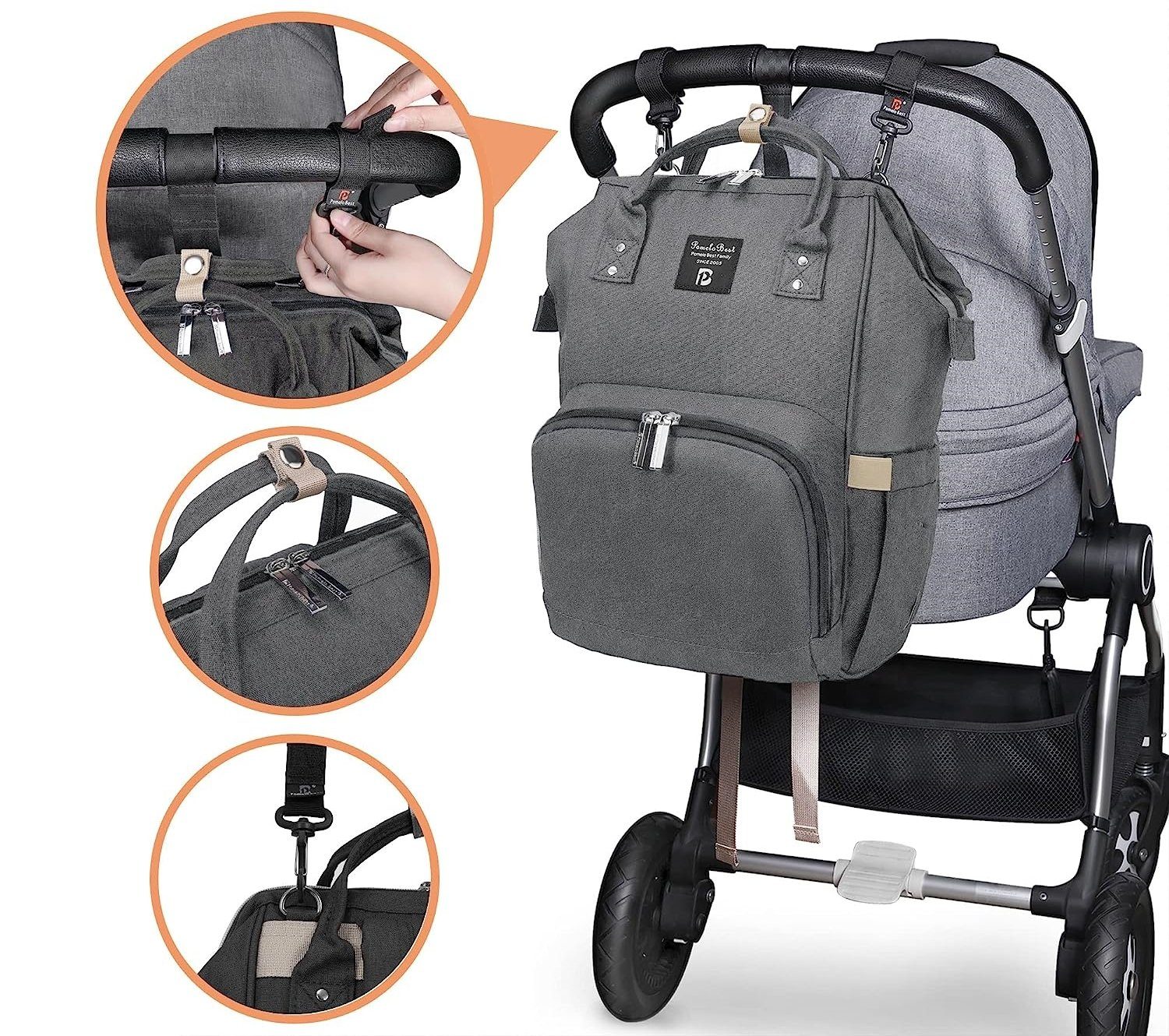 WISHDOR Wickelrucksack Wickeltasche Rucksack Baby Multifunktions-Babytaschen wasserabweisend (Windeln Babyflasche Milchfläsche Rucksack Tasche mit Flaschenhalter, Multifunktional, Babytasche, Wickelrucksack, für Mama und Papa unterwegs), mit tragbare