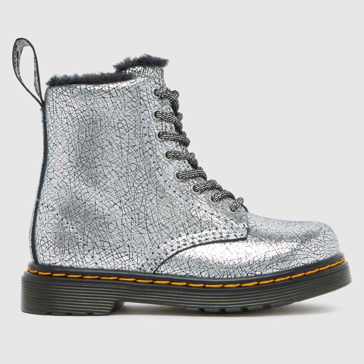 Dr Martens silverfärgade 1460 Serena flickstövlar för småbarn