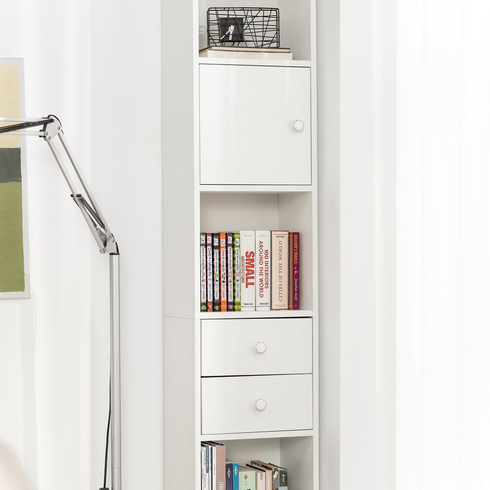 SoBuy Bücherregal STR10, mit Schubladen Bücherschrank Standregal Aufbewahrungsregal Büroregal