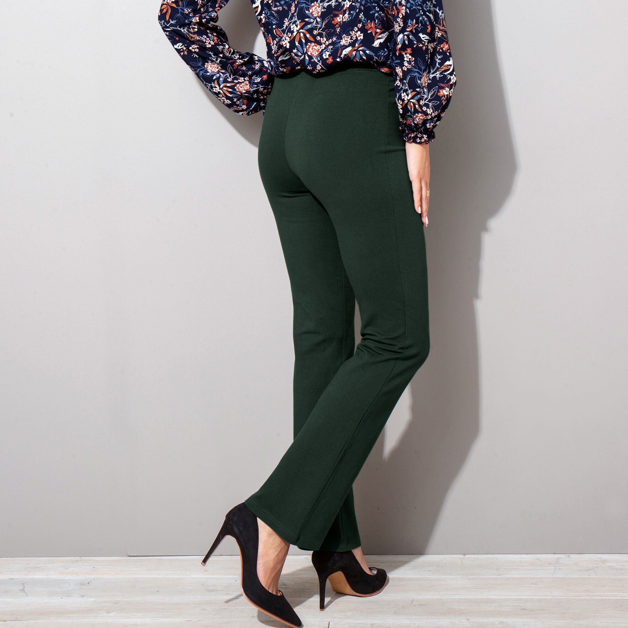 Legging bootcut uni, taille élastiquée