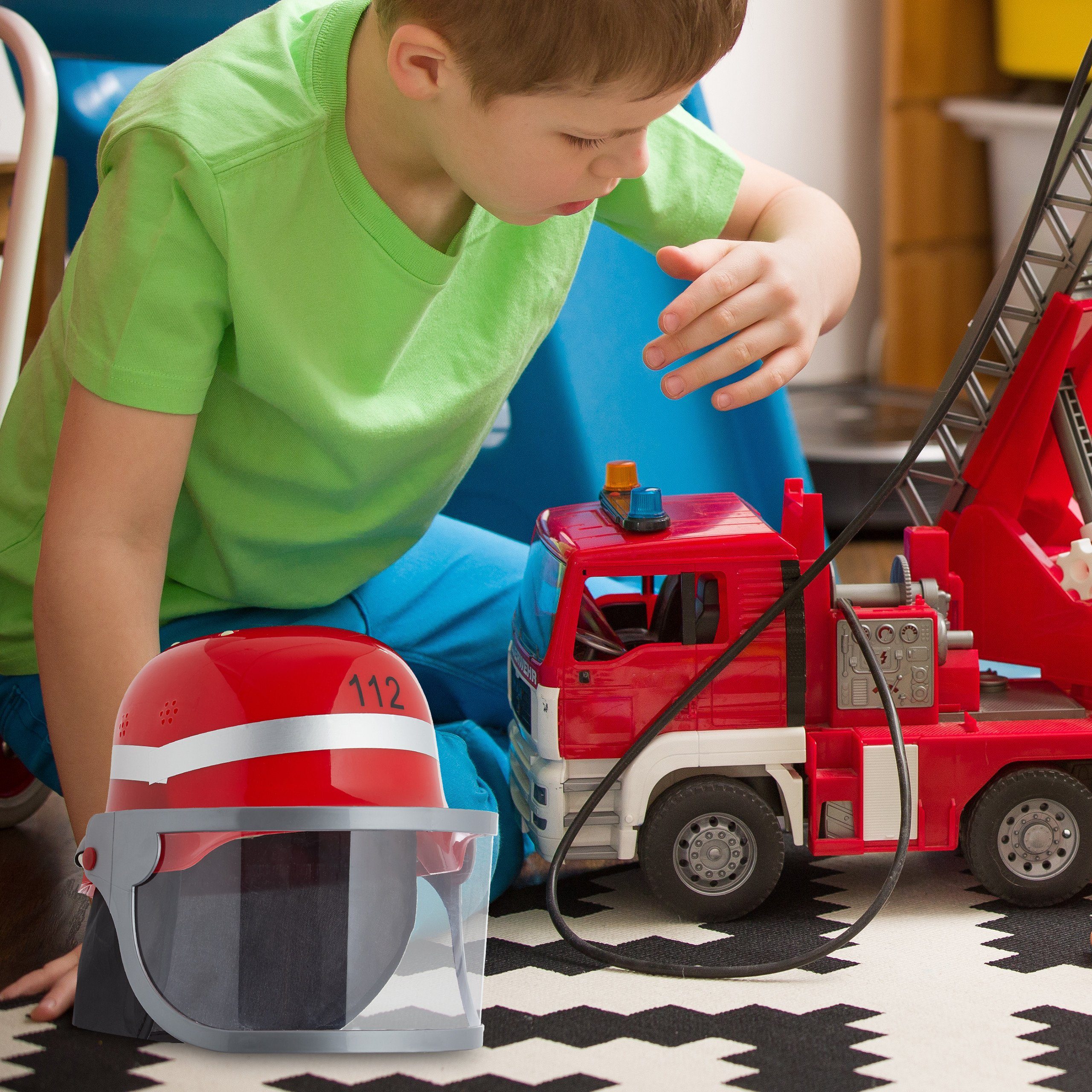relaxdays Feuerwehrhelm Feuerwehrhelm Kinder rot