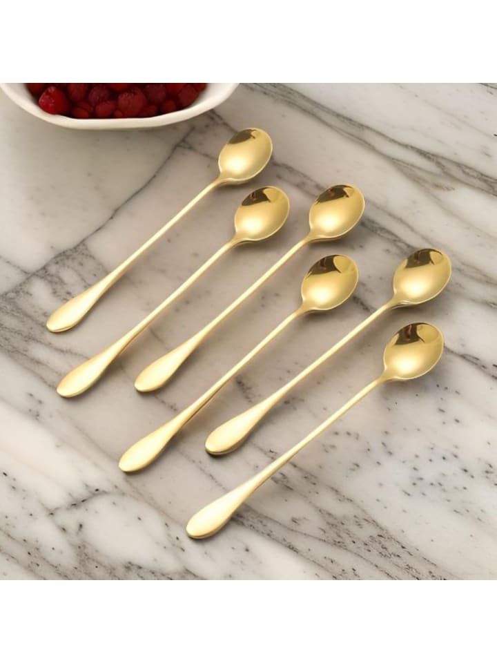 Cheffinger 6er Set goldene Latte-Kaffeelöffel aus hochwertigem Edelstahl in Gold günstig kaufen 20 cm