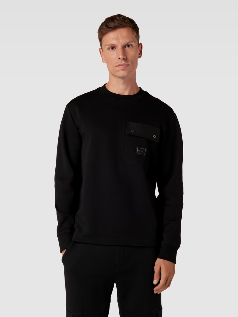 Sweatshirt mit Brusttasche Modell 'Dhaluli' in schwarz