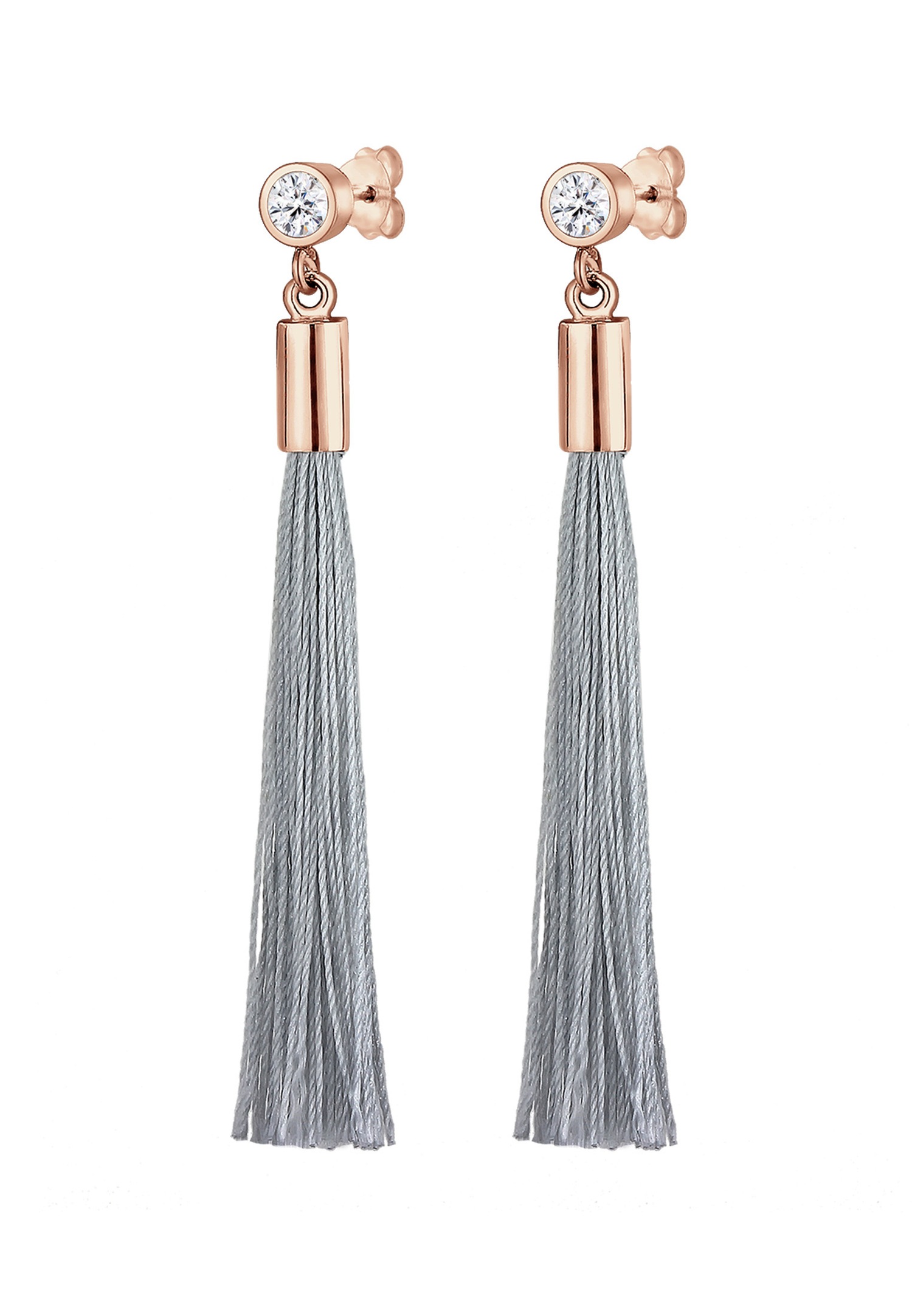 Elli Solitaire Tassel női rozéaranyozott ezüst (925/1000) kristályos fülbevaló