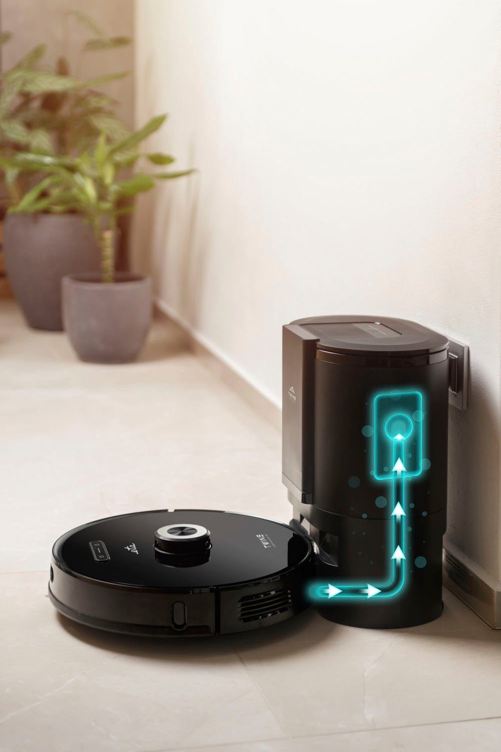 eta Nass-Trocken-Saugroboter Twins mit Absaugstation ETA624090000, 75 W, mit Beutel