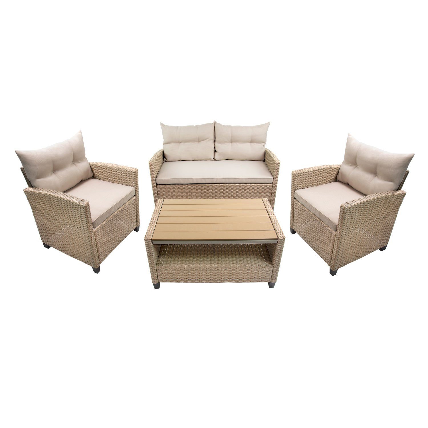 Green Spirit Loungeset Garten Sitzgruppe Madeira III, (Set, 6-tlg), 2-Sitzer Sofa: 124x67x74cm, Sessel: 67x66x74cm, Tisch 90x55x46cm