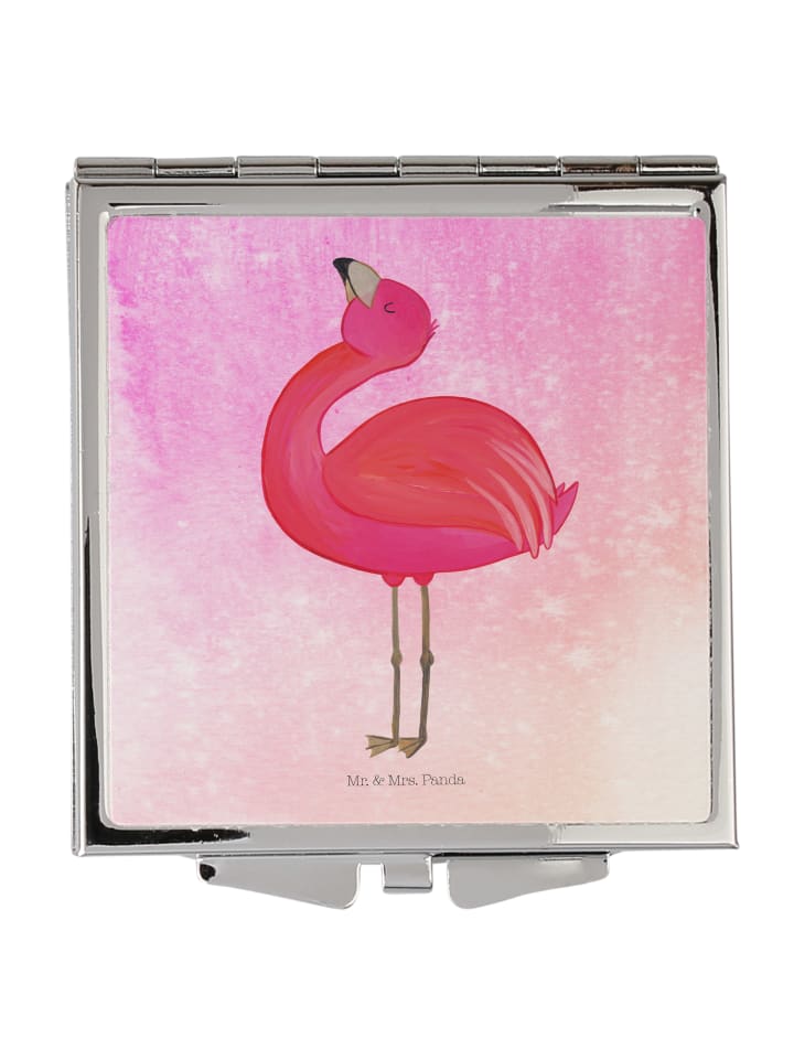 Mr. & Mrs. Panda Handtaschenspiegel quadratisch Flamingo Stolz o... in Aquarell Pink günstig kaufen onesize