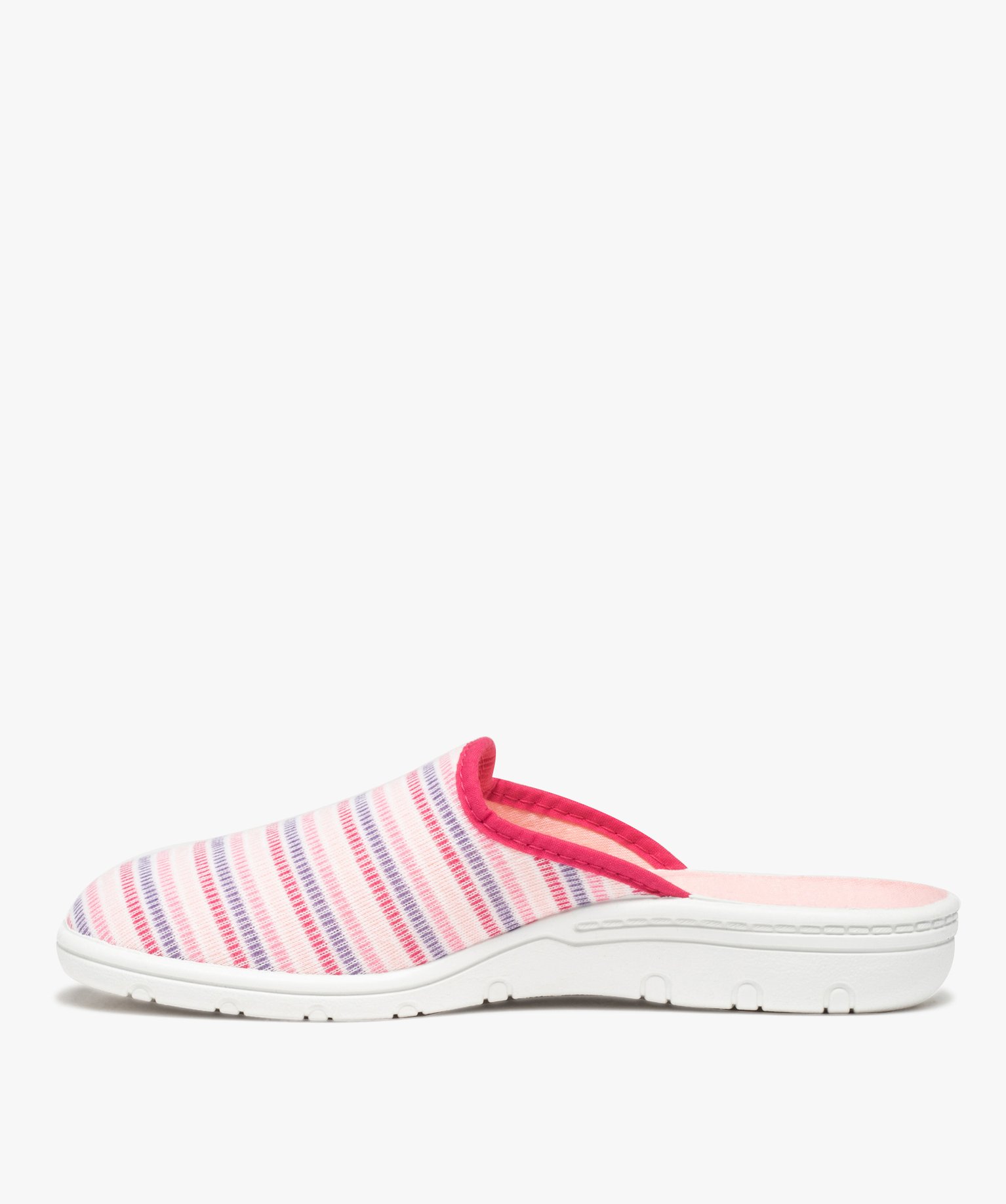 Chaussons femme mules en jersey rayé divers | GEMO