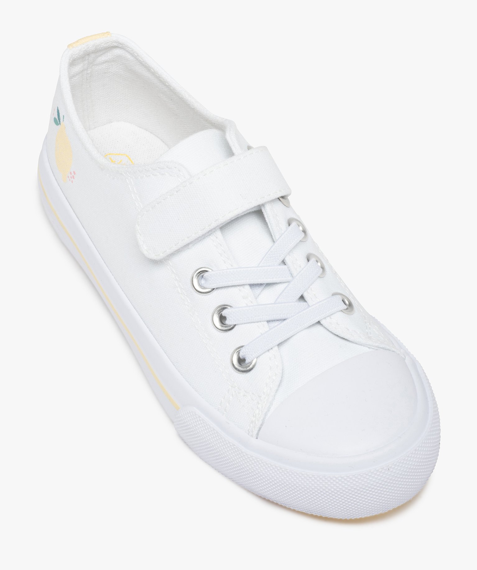 Baskets fille en toile à bout renforcé fermeture lacet et ... blanc | GEMO
