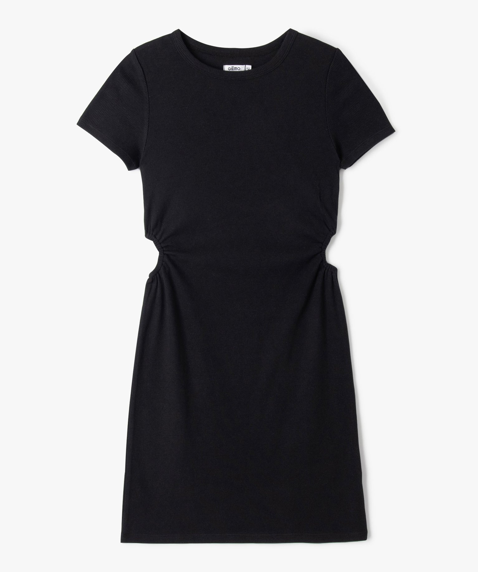 Robe fille à manches courtes avec ouvertures sur les ctés noir | GEMO