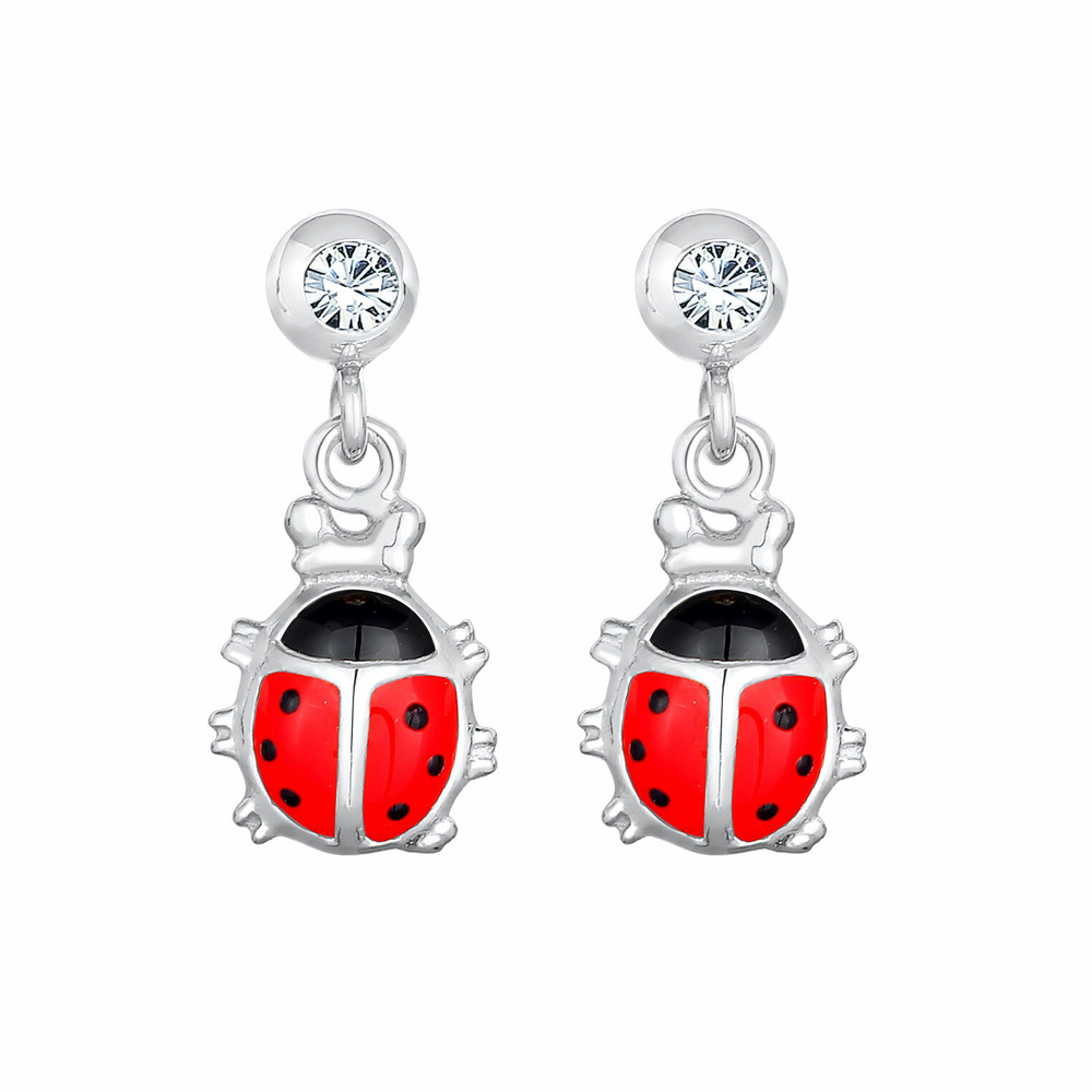 Elli Elli Boucles d'Oreilles Boucles d'oreilles enfants coccinelle mignon avec des cri Boucles d'oreilles