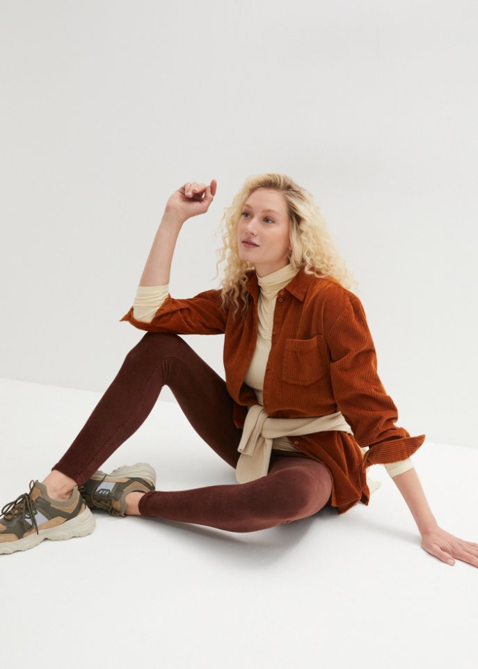 Feincord-Leggings mit breitem Komfortbund