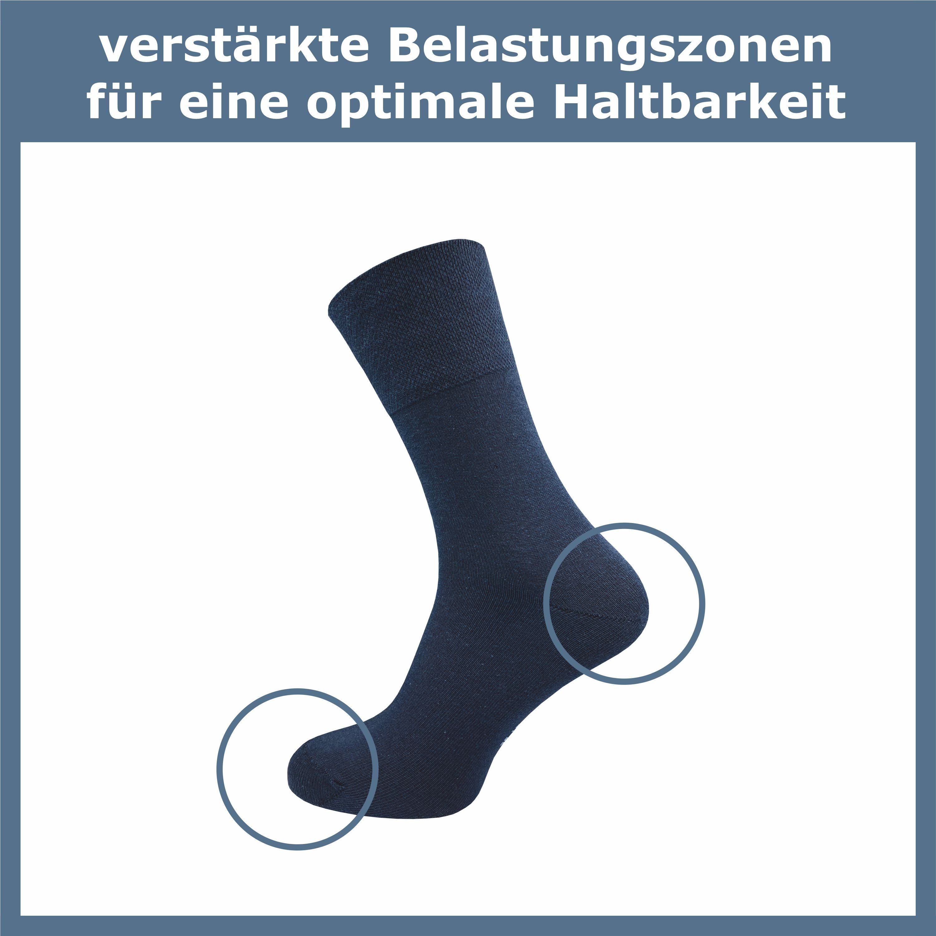 GAWILO Diabetikersocken für Damen, ohne Gummidruck & ohne drückende Naht - Business Socke (6 Paar) extra breiter Piquet-Strick am Komfortbund; in schwarz, grau & weitere