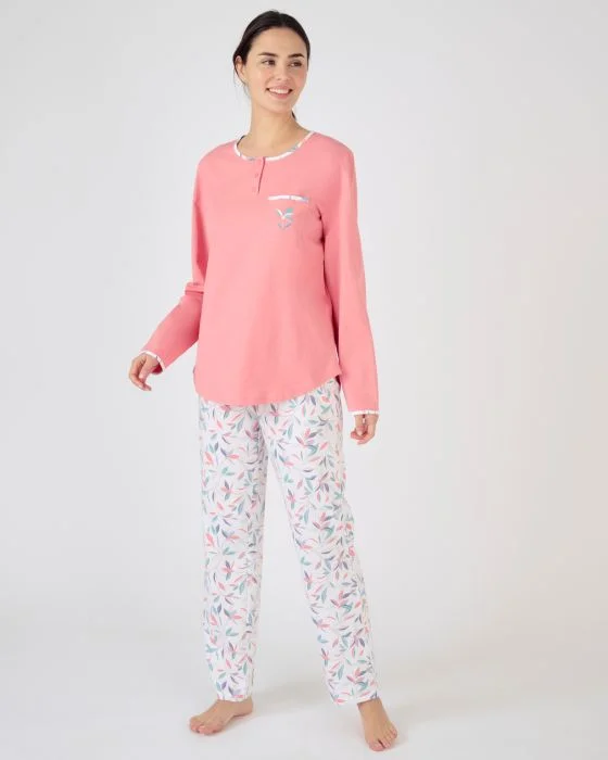 Lot de 2 pyjamas manches longues maille jersey pur coton peigné