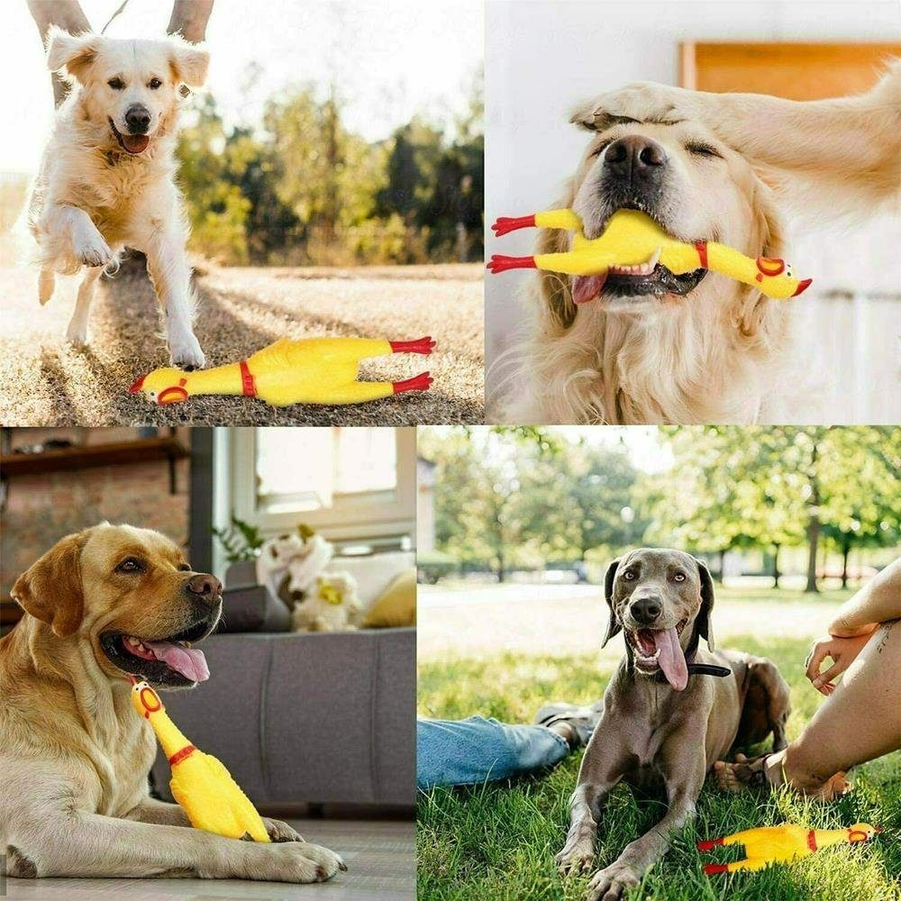 MAVURA Tierquietschie MAVURAPets Hundespielzeug Quietschendes Huhn quietscher Spielzeug Quietschfigur Quietscherfigur Quietsch Hahn Schreiendes Huhn Gummihuhn Gummi