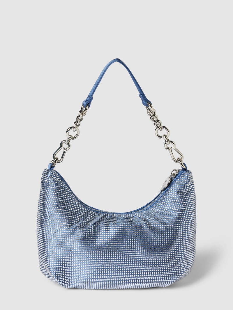 Hobo Bag mit Allover-Ziersteinbesatz Modell 'HAZEL' in hellblau