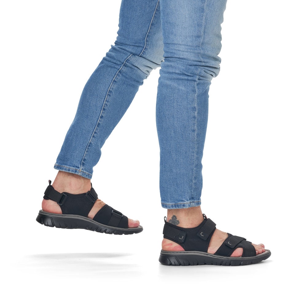 Rieker Herren Trekkingsandalen tiefschwarz