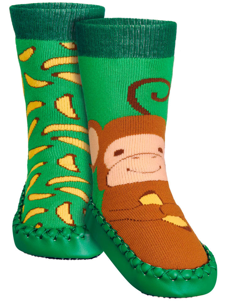 Playshoes Hüttenschuh Affe in Grün günstig kaufen