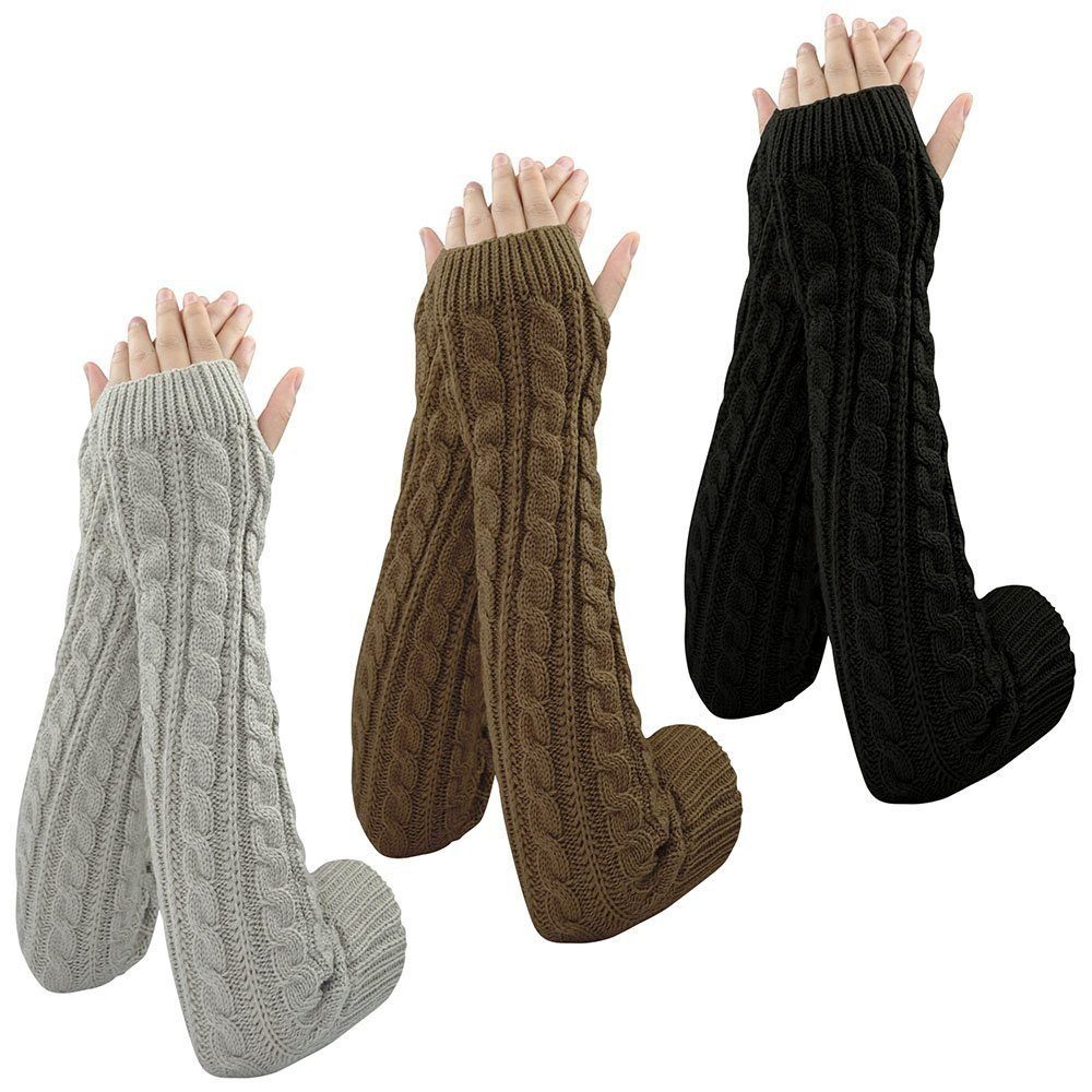LENBEST Armstulpen Armstulpen 3 Paar Halb Fingerlose Handschuhe Damen (3-St) (3-St)