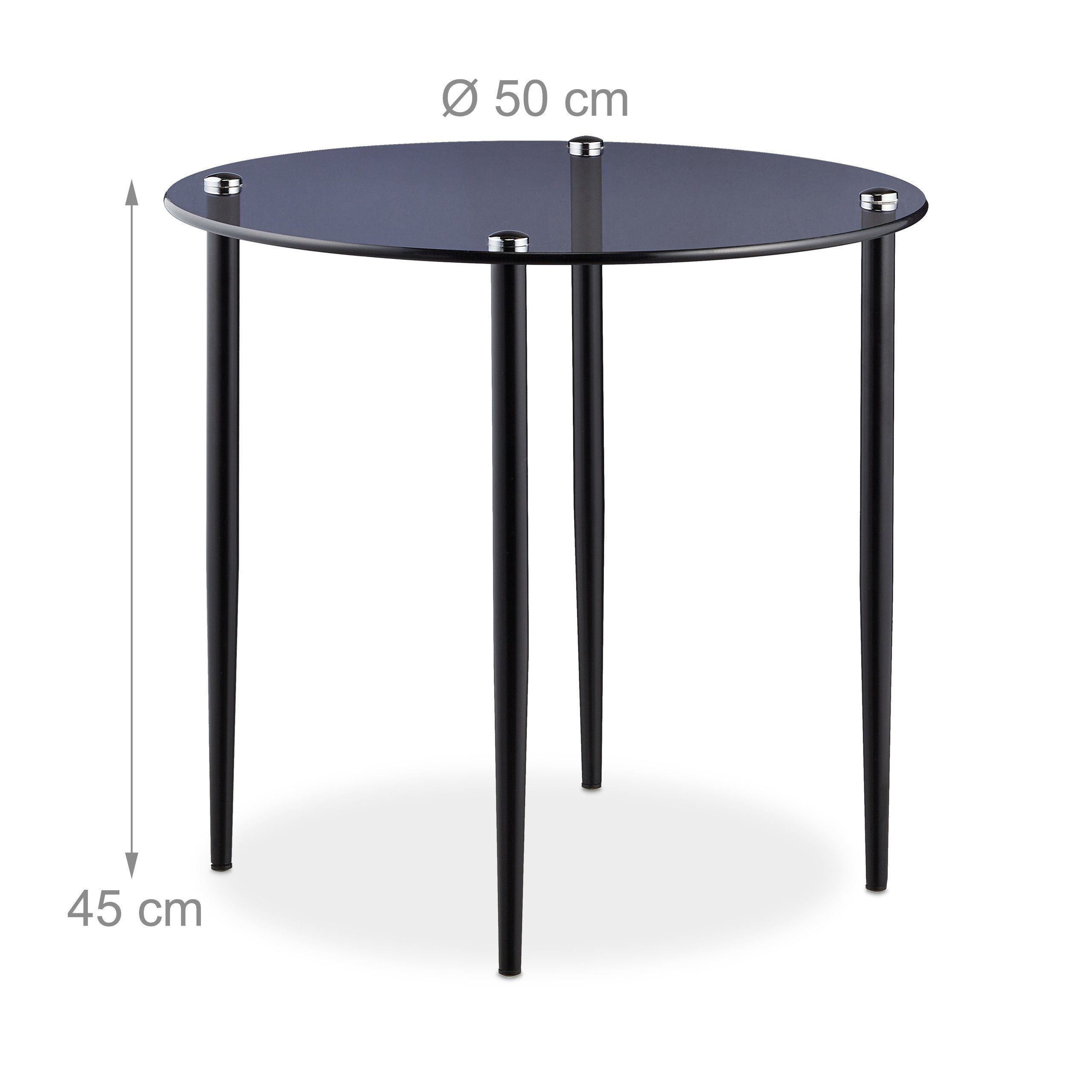 relaxdays Beistelltisch Runder Beistelltisch aus Glas