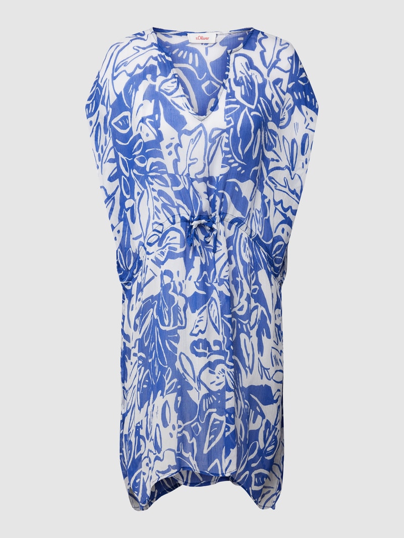 Kaftan mit Kreppstruktur in bleu